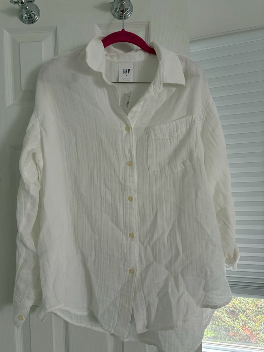 GAP White Cotton Button-Front Shirt